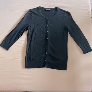 New York & Company 7th Avenue Black Button-up 3/4‎ Sleeve Cardigan Size S